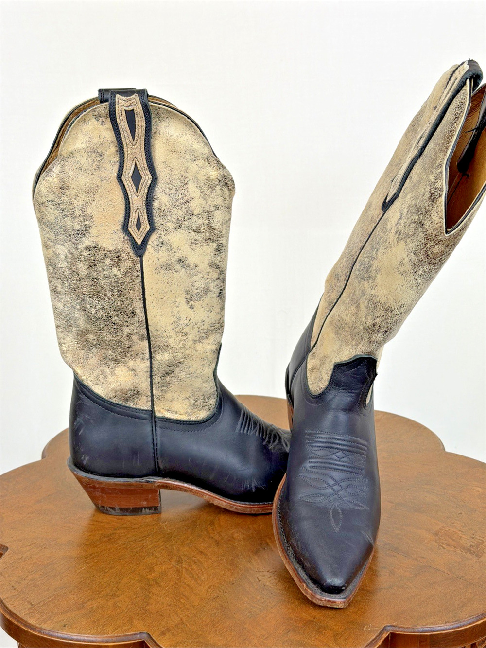 Boulet Western Cowboy Boot Womens Size 6.5 Made In Canada Ladies 2 Tone Boots